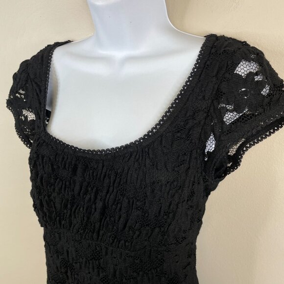 Vintage Y2K Whimsigoth Empire Waist Crochet Lace Top Size L Mid Length Elena - Picture 5 of 13